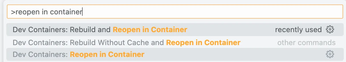 dev container VSCode prompt